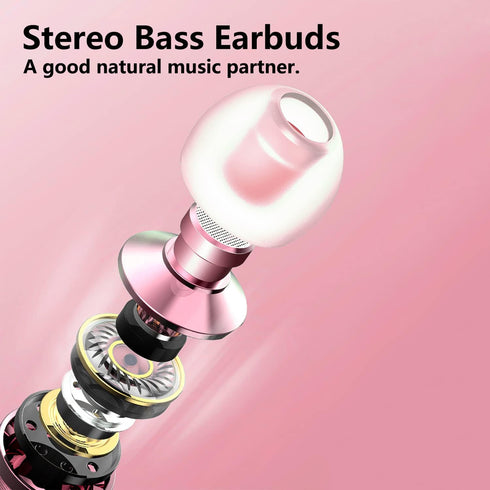 Rose Gold Earbuds, Girls Pink Earphones Wired with mic, Volume Control in Ear Headphones 3.5mm for Smartphones Mp3 Tablet Laptop...