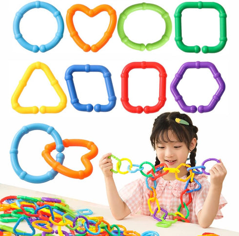 50PCS Baby Rings Toy Links Plastic Babies Teething Ring Attach Baby Toys to Strollers or Carrier Seat or Baby Bouncers for Infants...
