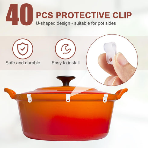 40pcs Dutch Oven Lid Protector Clips, Replacement Plastic Pan Clips for Stacking Cookware Protectors Pot Bumpers lifter Accessories for Storage an...