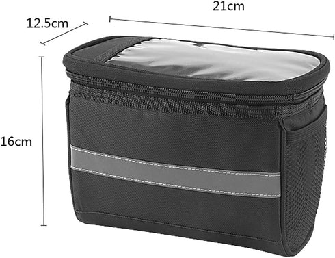 Bike Handlebar Bag Bicycle Basket Waterproof Mountain Cycling Pack with Touchable Transparent Cell Phone Pouch Reflective Stripe Bike Front Basket...