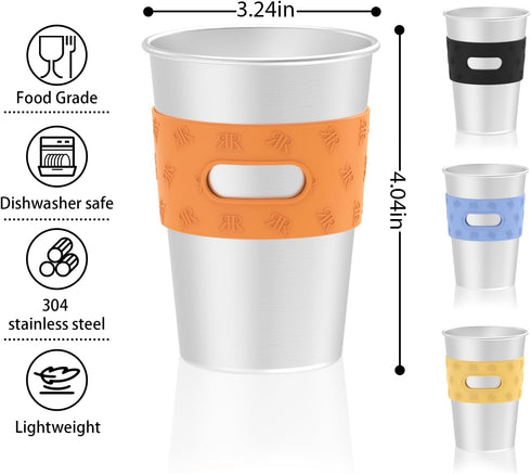 Rich&Ray 12oz Magnetic Fridge Cups, Magnetic Hanging Cup Hanging on Fridge, Ruesuable Stainless Steel Cups with Silicone Cup Holder for Fridges or...