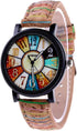 Women's Multicolor Denim Artificial Leather Strap Number Turntable Quartz Bracelet Wrist Watch...