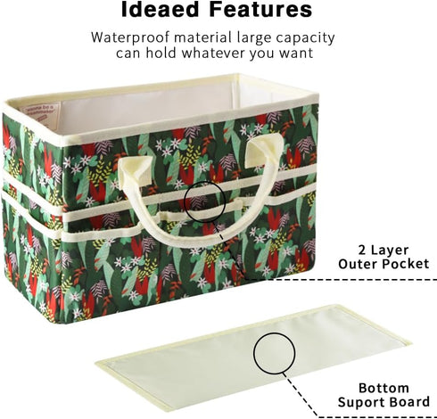 E-WEICHEN Craft Organizer Tote Bag Art Storage Caddy with Multiple Pockets Storage Containers for Art,Craft,and Office Supplies Storage Tropical R...