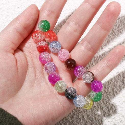 Glass Beads for Jewelry Making, 12 Pcs 8mm 10mm Wine Red Glass Popcorn Crystal Snowflake Ice Cracking Scattered Beads DIY Handmade Jewelry Bracele...