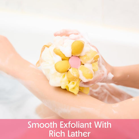 Bath Loofah Sponge- Mesh Pouf Flower Shaped Body Scrubber, Duo Pack – Exfoliating Shower Sponge for Women, Gift in Beauty Bathing Accessories...