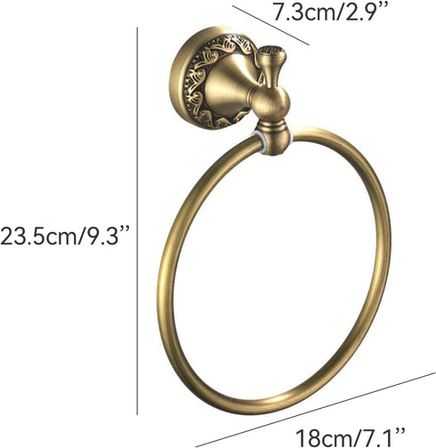 Towel Ring Antique Brass Hanger Hand Towel Holder for Bathroom Kitchen Accessories Wall Mounted,Pattern Carving Design...