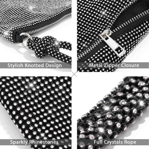 Yokawe Rhinestone Purses for Women Evening Bag Sparkly Hobo Bag Silver Handbag Vacation Party Club Wedding Clutch...