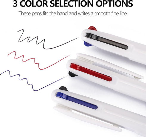 12Pcs 3-in-1 Multicolor Ballpoint Pen 0.5mm Retractable Fine Point Pens for Students Nurse Office Workers, Black Blue Red Color...