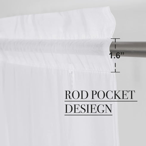 NICETOWN White Sheer Curtains 63 inch Length for Bedroom, Rod Pocket Translucent Voile Sheer Airy & Breathable Curtain Panels for Flat/Apartment, ...