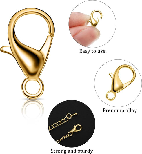 600 Pieces Lobster Clasps and Open Jump Rings Set Lobster Claw Clasps and Closures for Jewelry Making and Bracelets Bracelet Hooks Jewelry Clips(G...