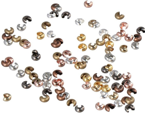 200Pcs Crimp Bead Knot Covers Column Tube Half Round Open Crimp Bead for Craft Supplies DIY Jewelry Making Accessory...