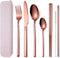 AARAINBOW 7 Pieces Stainless Steel Flatware Set Portable Reusable Cutlery Set Travel Utensils Set Including Chopsticks Knife Fork Spoon Straws Cle...
