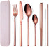 AARAINBOW 7 Pieces Stainless Steel Flatware Set Portable Reusable Cutlery Set Travel Utensils Set Including Chopsticks Knife Fork Spoon Straws Cle...