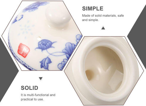 Alipis Chinese Tea Mug Lid Replacement Ceramic Blue and White Teapot Lid Tea Kettle Teapot Top Cover for Hotel Restaurant Kitchen Teaware...