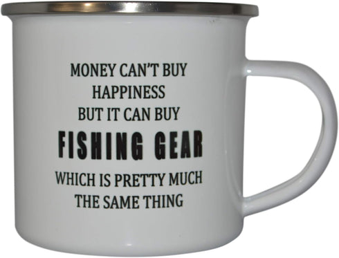 Rogue River Tactical Funny Fishing Camp Mug Enamel Camping Coffee Cup Gift Money Happiness Fishing Gear Fisherman Fish...