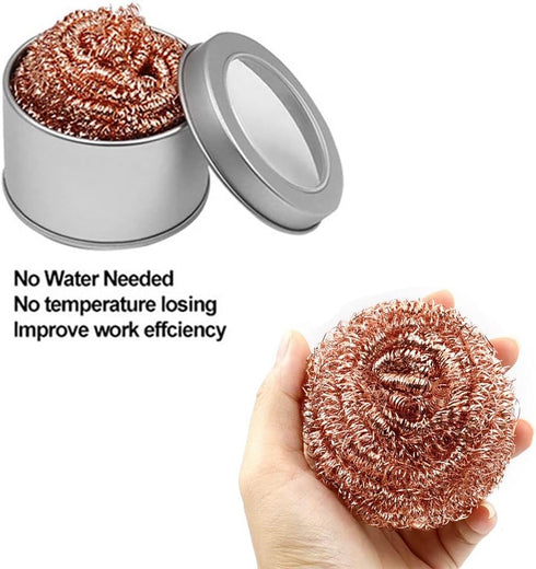 Welding Soldering Iron Tip Cleaner Kit, with 4 PCS Solder Tip Cleaning Wire and 1 PCS Holder, Soldering Brass Sponge Tip Cleaner for Cleaning Sold...