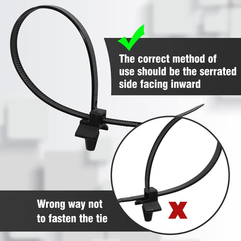 50 Pcs Black Nylon Push Mount Cable Zip Tie,120mm / 4.7Inch Arrow Push Mount Cable Ties, Multi-Purpose Self-locking Wire Wrap Strap...