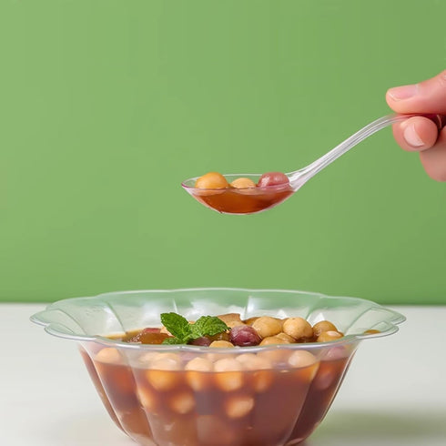 50 PCS Disposable Clear Plastic Spoons,Asian Soup Spoons,Chinese Spoons,tasting spoon,front dish spoon,Plastic Cutlery(Clear round bottom)...