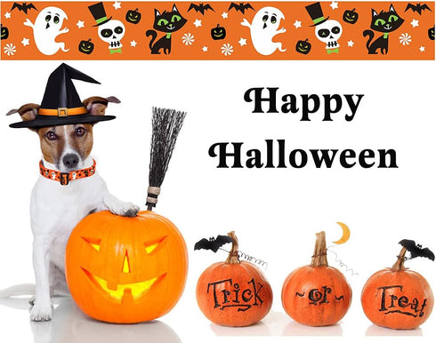 Halloween Dog Collar - Pumpkin Bat Ghost Pattern - Adjustable for Small Medium Large Dogs(Halloween,S)...