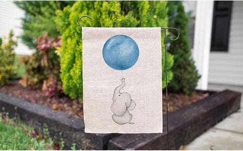 Moslion Elephant Garden Flag Vertical Double Sided Cute Animal Grey Baby Elephants with Blue Balloon House Flags Home Burlap Banners 12.5x18 Inch ...