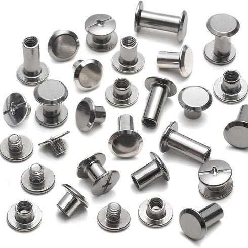 110 Sets 6 Sizes Chicago Screws Assorted Kit Flat Head Stud Screws Metal Leather Rivets Leather Craft Screw Studs Screw Rivets for DIY Craft...