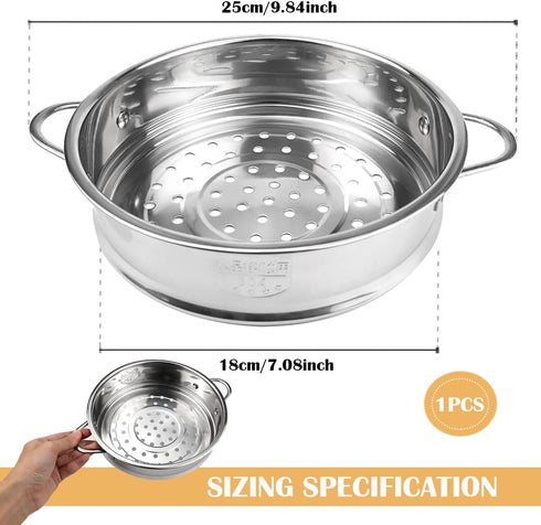 Stainless Steel Steamer Pot 7 Inches Round Cooking Rack Food Steamer Basket Insert for Kitchen Dim Sum Dumplings Bun(18cm)...