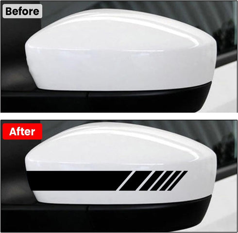 Car Rear View Mirror Stickers, 2Pcs Stripe Graphic PET Reflective Car Body DIY Decor Decals, Auto Exterior Accessories, Universal Side Mirror Deca...