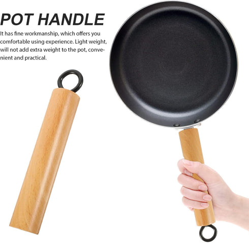 HEMOTON 2pcs Wooden Pot Handle Universal Pot Pan Handle Grip Replacement Part Detachable for Wok Frying Pan Saucepan Pan Kitchen Cookware Khaki 17...