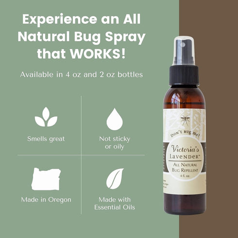 Victoria's Lavender Organic “Don’t Bug Me” Insect Spray, Made with Plant Based Essential Oils & Aloe Vera … (4 oz Single)...