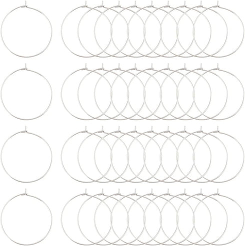 UNICRAFTALE 100pcs 30mm Beading Hoop Earring Wine Glass Charm Rings Stainless Steel Hoop Earring Findings Metal Earring Ring for DIY Jewelry Makin...
