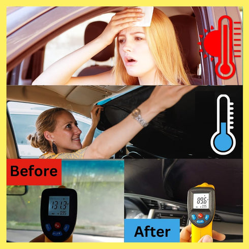kinder Fluff Patented Windshield Sunshade | Reflective & Foldable Windshield Sun Cover & 99% UV Rays Block | Car Window & Car Interior Accessories...