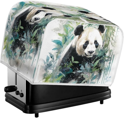 Toaster Cover 2 Slice Watercolor Panda Bamboo Dustproof Bakeware Protector Small Kitchen Appliance Dust Covers with Hang Loop (14x14")2PCS...
