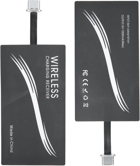 2PCS Thin Wireless Charging Receiver, Universal Type C Wireless Charger Adapters, Charger Adapter for All Cell Phone Models...