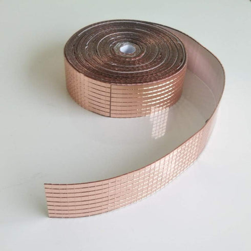 Rose Gold Roll Self-Adhesive REAL Glass Craft Mini Square Round Mirrors Mosaic Tiles for DIY Crafts,Ball,Home decor (1.0M length)...