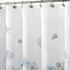 Sunlit Design Extra Long Simple Style Blue and Gray Flower Blossoms Fabric Shower Curtains for Bathroom Decor with White Background...
