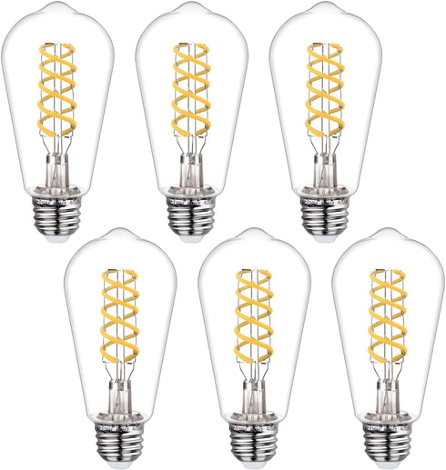 Dimmable ST58 LED Edison Bulbs, 4.5W Equivalent to 40W Vintage Light Bulbs, E26 Base Daylight 4000K ST58/ST19 LED Bulbs, Antique Flexible Spiral L...