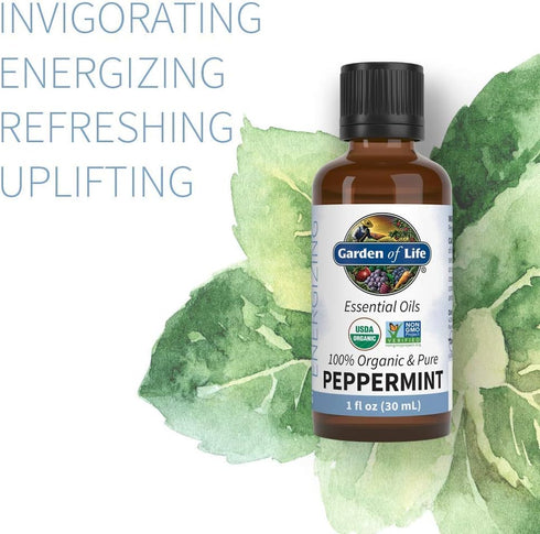 Garden of Life Essential Oil, Peppermint 0.5 fl oz (15 mL), 100% USDA Organic & Pure, Undiluted & Non-GMO - for Diffuser, Aromatherapy, Meditation...