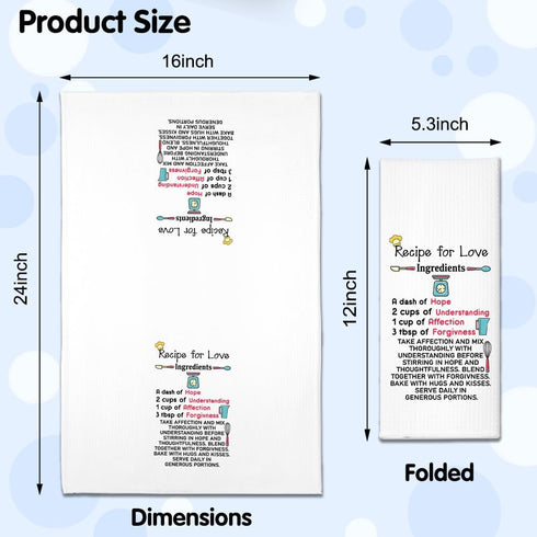 Recipe for Love Ingredients Kitchen Towel, Funny Dish Towel Gift for Women Sisters Friends Mom Aunty Hostess Grandma, Sweet Housewarming New Home ...