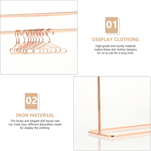 Toddmomy 1 Set Mini Doll Clothes Rack Mini Doll Clothes Hanger Doll Garment Rack with Hangers Miniature Metal Doll Hangers Doll Wardrobe Furniture...