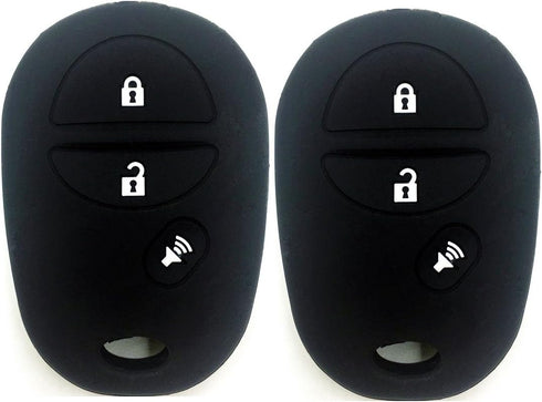 Ezzy Auto Pack 2 Black Silicone Rubber Key Fob Case Key Covers Key Jacket Skin Protectors fit for Highlander Sequoia Sienna Tacoma Tundra...