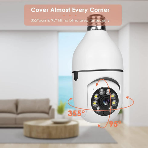 360° Security Cameras Wireless Outdoor, 2.4GHz & 5GHz WiFi Light Bulb1080p Security Camera Wireless Light Socket Smart Cameras for Home Security, ...