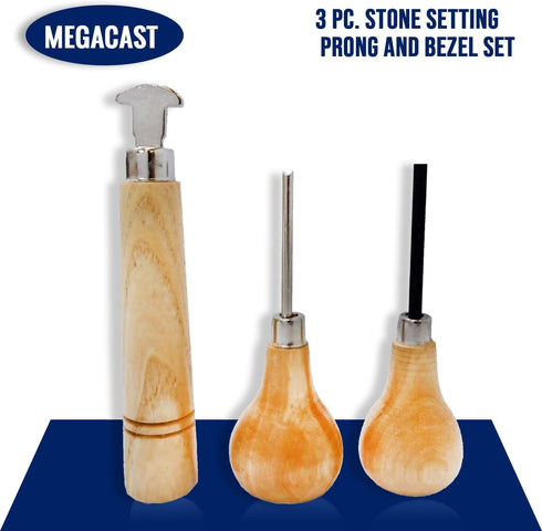Megacast Stone Setting Tools, Jewelry Stone Prong Pusher, Bezel Pusher & Roller Set of 3...