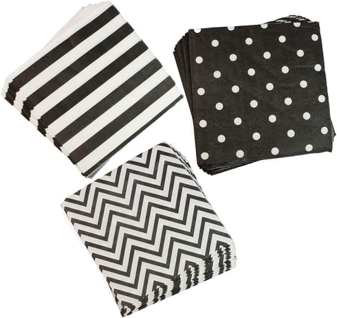 Disposable 2-ply Party Napkins, Striped Chevron Polka Dot paper beverage napkins for Birthday, Christmas or Anniversary Celebration, Cocktail Beve...