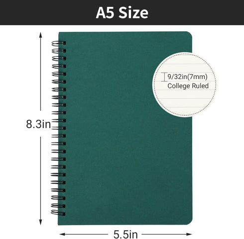 EUSOAR Hardcover Spiral Lined Notebook, A5 6 Pack 5.5" x 8.3" 120 Pages Lined Travel Writing Notebooks Journal, Students College Office Business S...