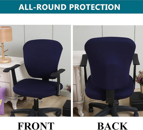 Office Computer Chair Cover Stretch Universal Jacquard Seat Slipcover 2 Piece for Desk Rotating Armless Chair, Removable Washable Anti-dust Chair ...