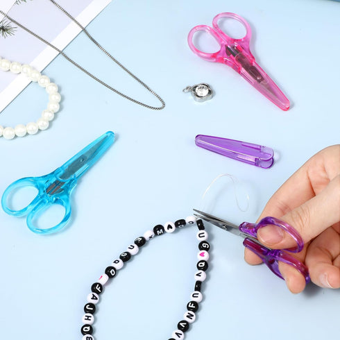 3Pcs Small Craft Scissors, Mini All Purpose Scissors with Cover Stainless Steel 3In Tiny Travel Scissors Portable Straight Fine Tips Scissors Set ...