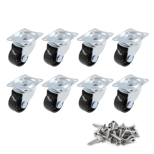 Luomorgo 1 inch Dia Swivel Caster Wheels Rubber Base with Rectangle Top Plate & Bearing Heavy Duty 8pcs...