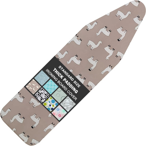 Ironing Board Cover and Pad Standard Size 15" x 54",3 Pairs of Hook and Loop Fastener Straps,Elastic Edges,Cotton Iron Board Cover with Scorch Res...