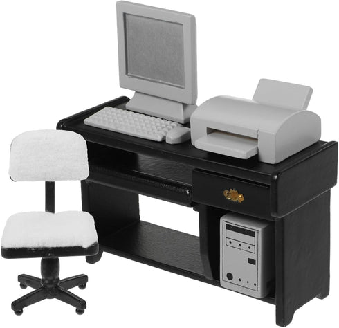 NUOBESTY Miniature Computer Simulation Office Furniture Dollhouse Accessories Mini Desktop Chair Keyboard Model for Dollhouse Black...