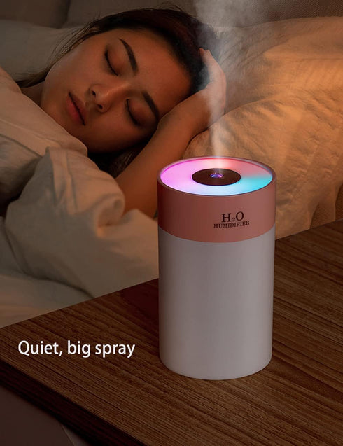 Colorful 260ml Humidifier,USB Power Supply,With 7 Color LED, Air Humidifier,Mini Air Humidifier,Can add essential oil,Suitable for Study Room, Bed...
